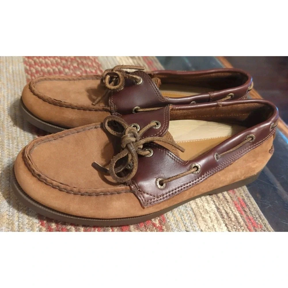 GH Bass & Co Two Brown Leather Boat Shoes Slip‎ On Lace Up Men's Size 8 M
